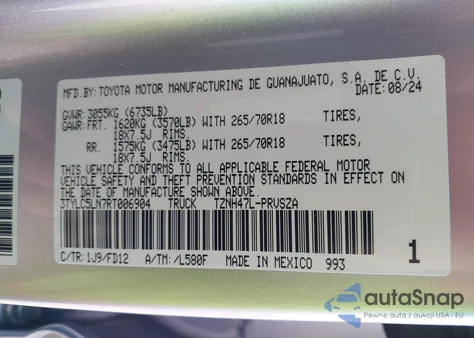 2024 Toyota Tacoma Hybrid Trd Off Road z USA, uszkodzony, nr VIN 3TYLC5LN7RT006904